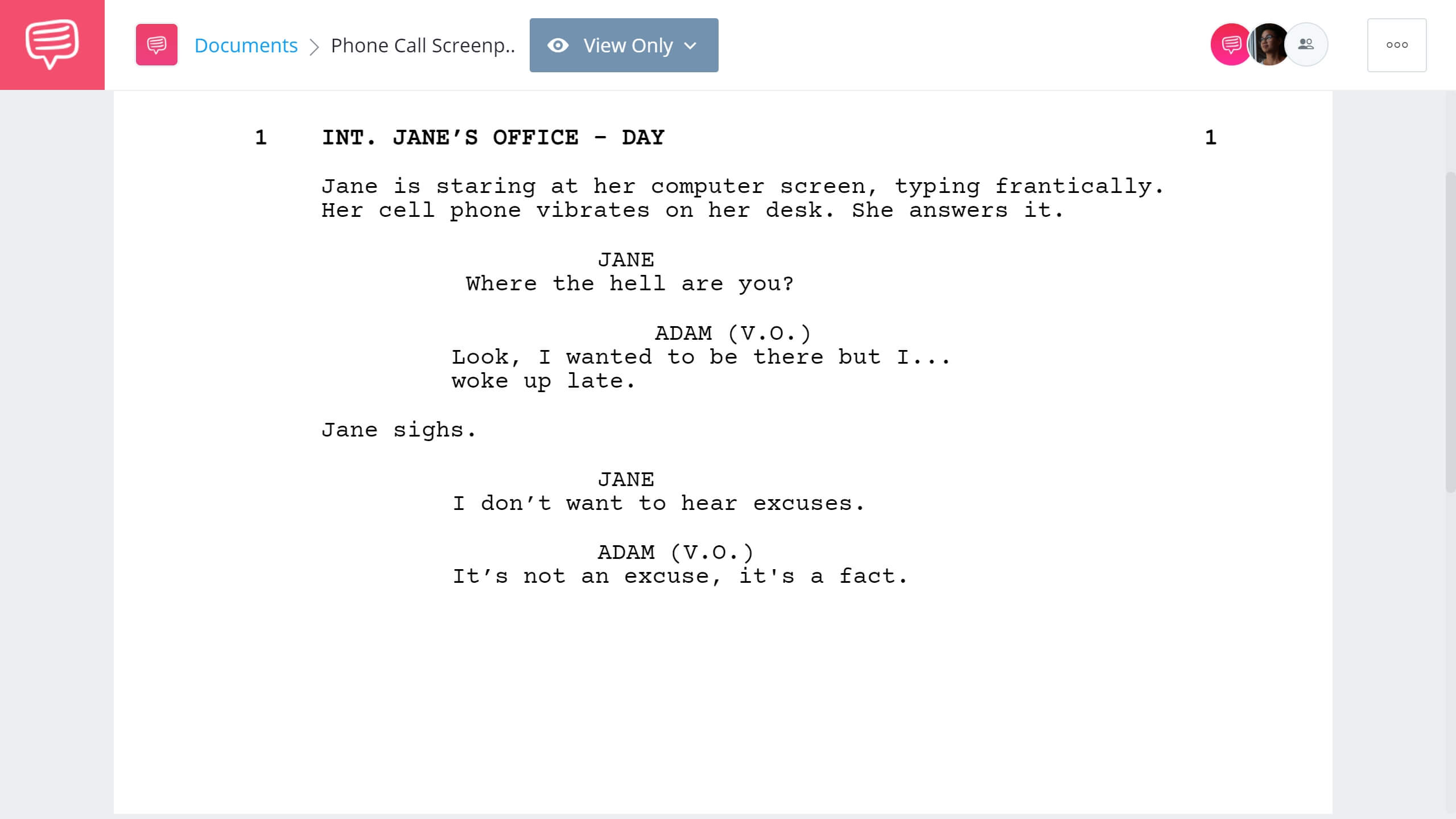 How to Write Telephone Conversation in Screenplay - Voiceover Example - StudioBinder Screenwriting Software