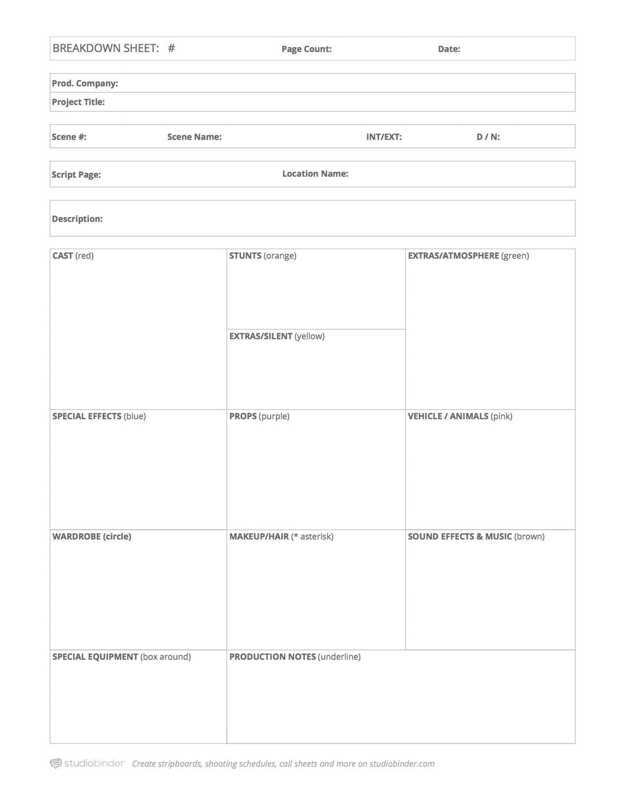 Script Breakdown Template - Breakdown Sheet - StudioBinder