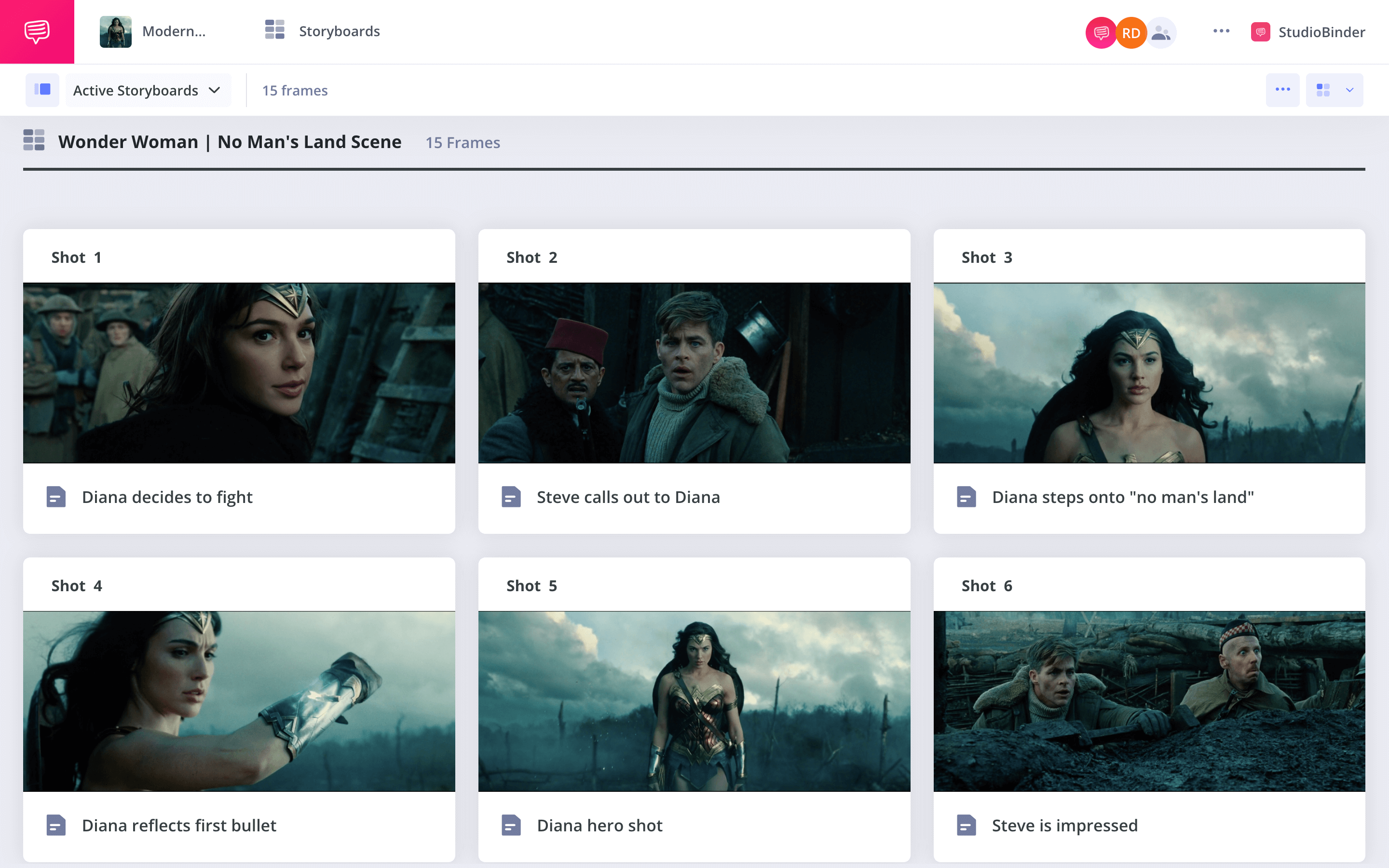 Wonder Woman Storyboard StudioBinder Storyboarding Software